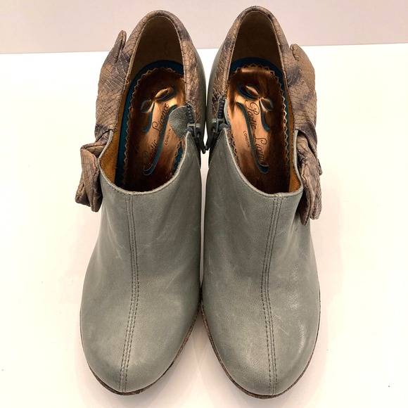 Poetic Licence Womens Encoure Bootie Platform Leather Snakeskin Bow 7.5M - Picture 3 of 10